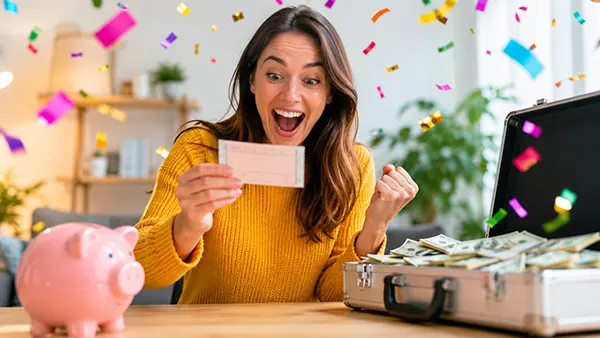 Happy lottery player